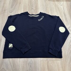 CourtLife Tennis Embroidered Sweatshirt Size 0 XS/S Oversized. Navy Blue. Preppy